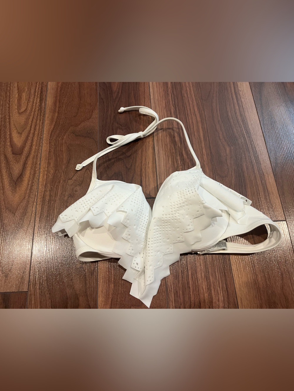 Victoria Secret Pink White Ruffle Push Up Bikini Top